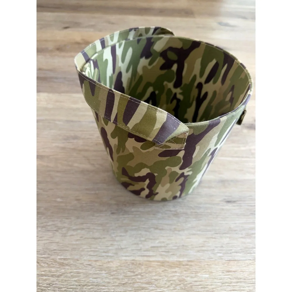 Gorpcore Camo Fabric Trick or Treat Pail Kids Green Brown Utility Military